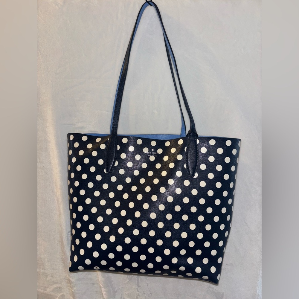 NOT FOR SALE Kate Spade Polka Dot Reversible Tote Bag Navy Blue + Matching